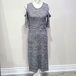 Grey Shoulder Cutout Sweater Dress
